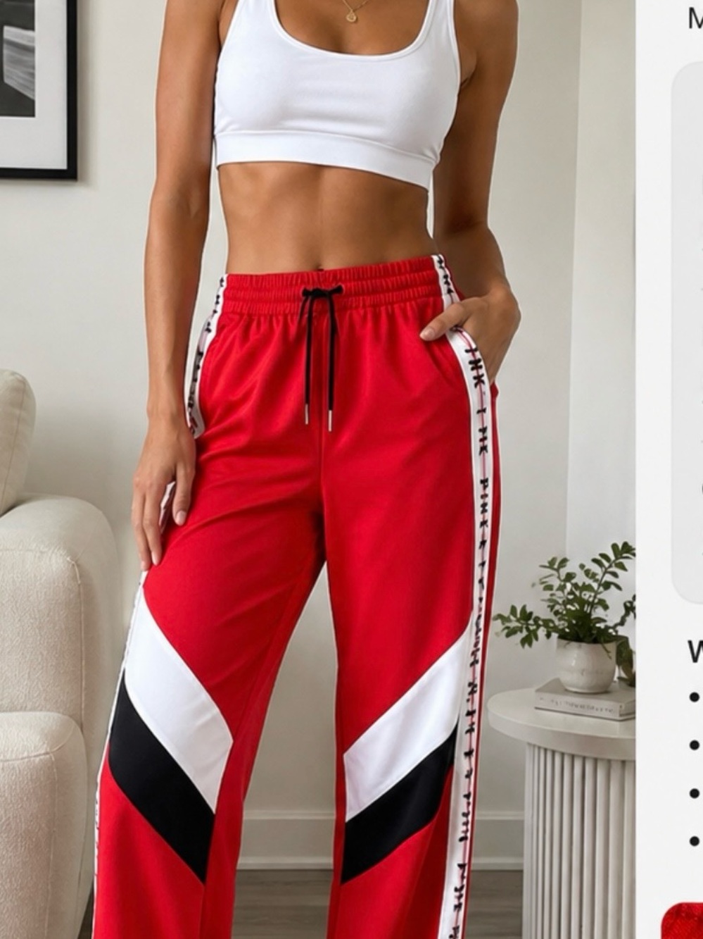 PINK Victoria's Secret Red Colorblock Track Joggers with Side Tape